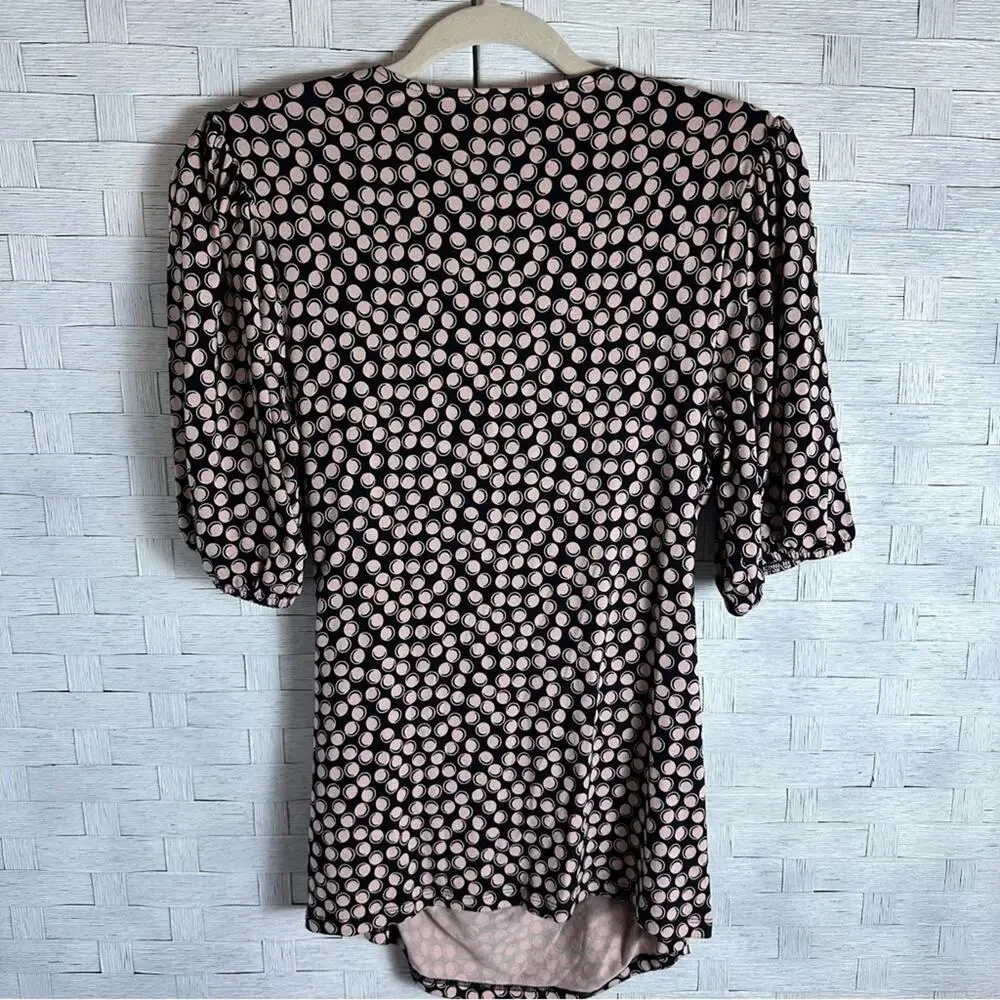 Boden 'Joanna' stretch faux wrap top ruching puff sleeve bubble‎ print soft